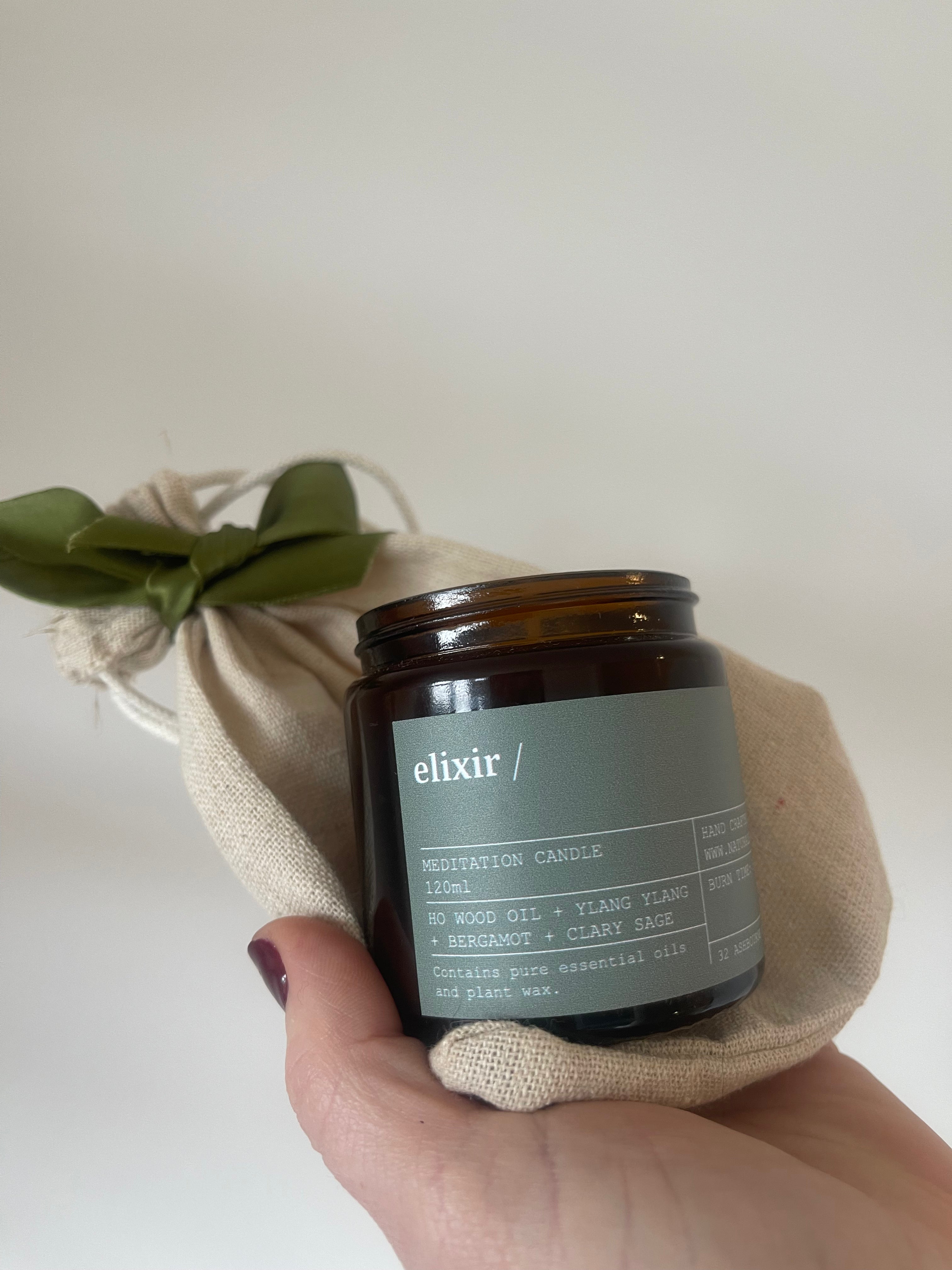 elixir small candle in a muslin bag