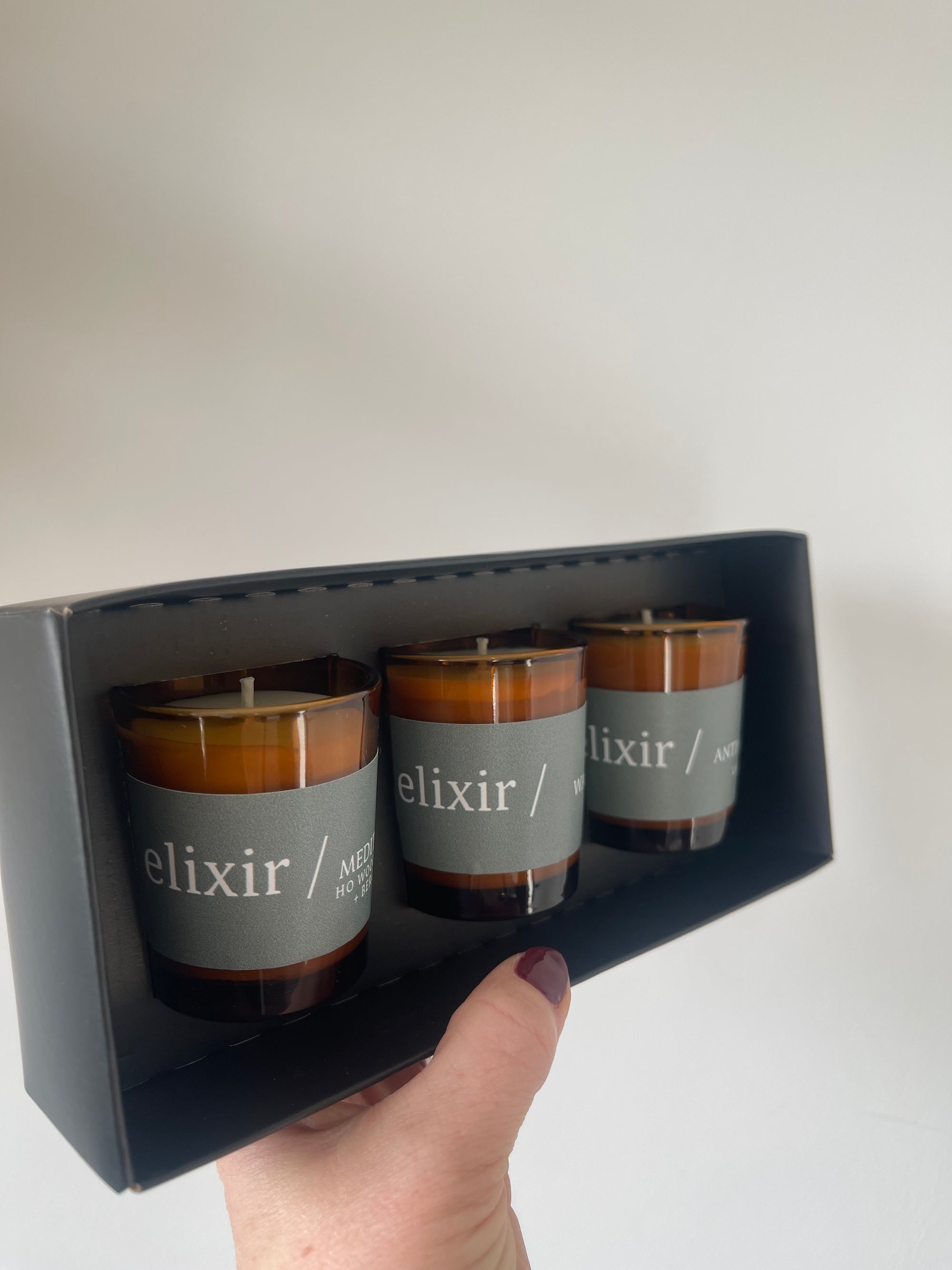 Trio of elixir candles -mini candles- 30 hr burn time