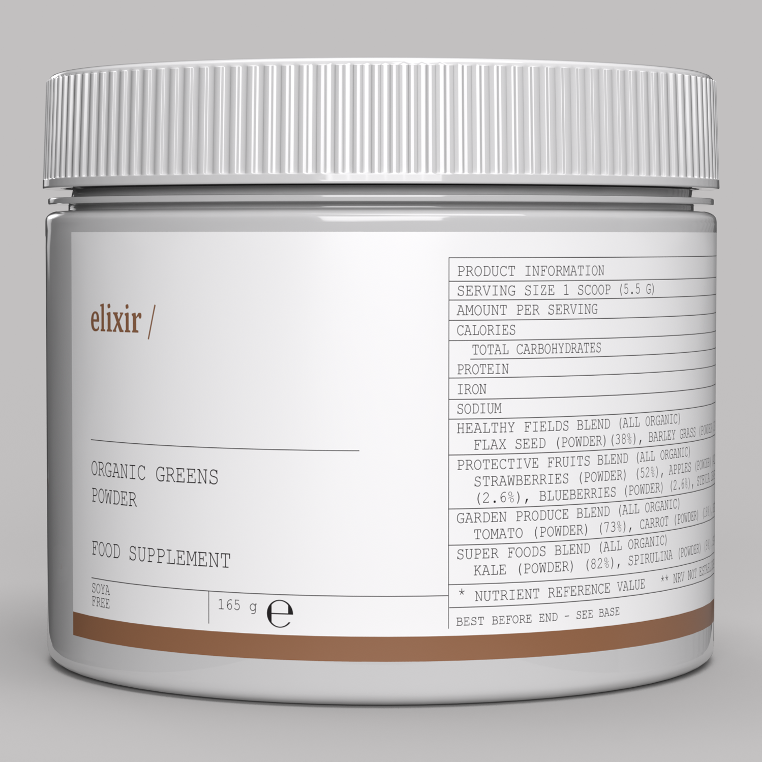 elixir/ Organic Greens Powder with Flax 165g