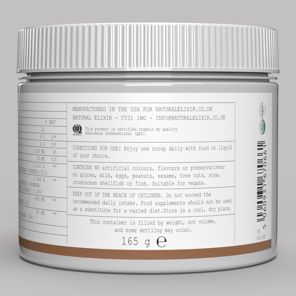 elixir/ Organic Greens Powder with Flax 165g