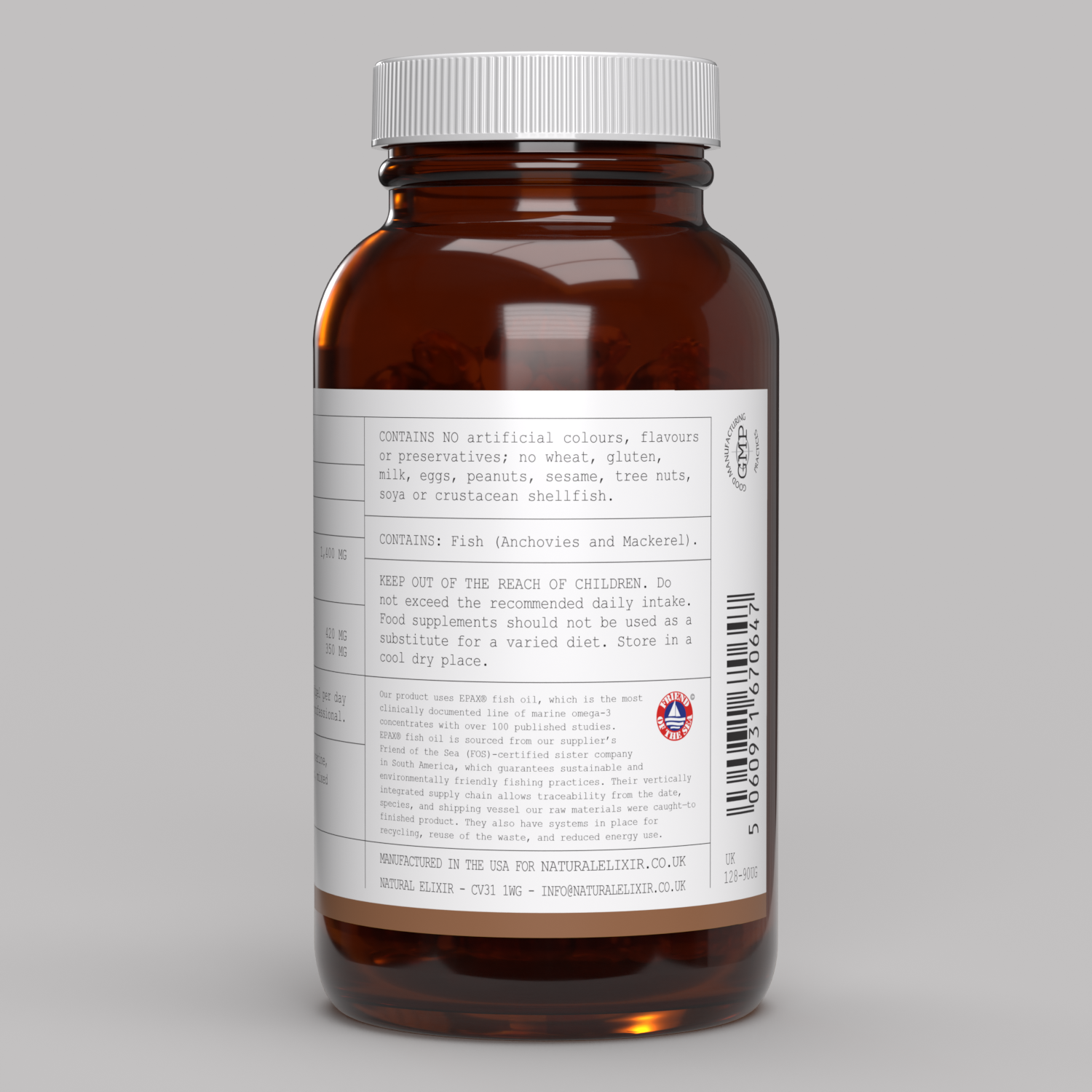 elixir/ Omega-3 Once Daily Natural Lemon Flavour Fish Oil 90 Softgels