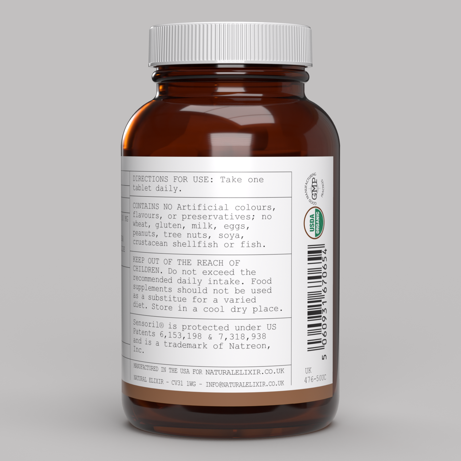 elixir/ Organic Ashwagandha 500mg 50 veg tabs